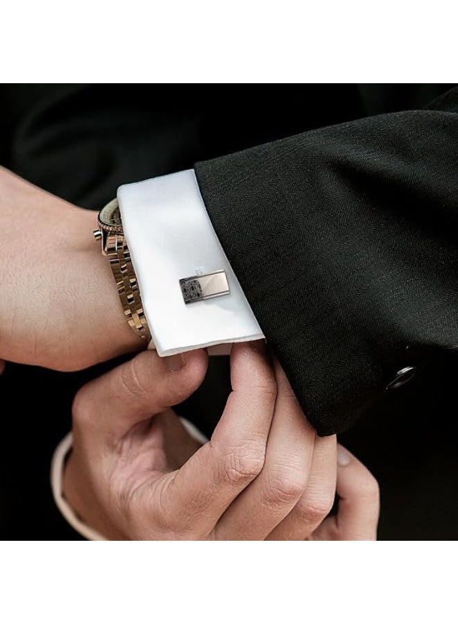 Vintage Cufflinks for Men – Gun Black Plated with Colorful Stones, Polished Brass Wedding Business Fashion Accessories, Elegant Gift Box - Image 3
