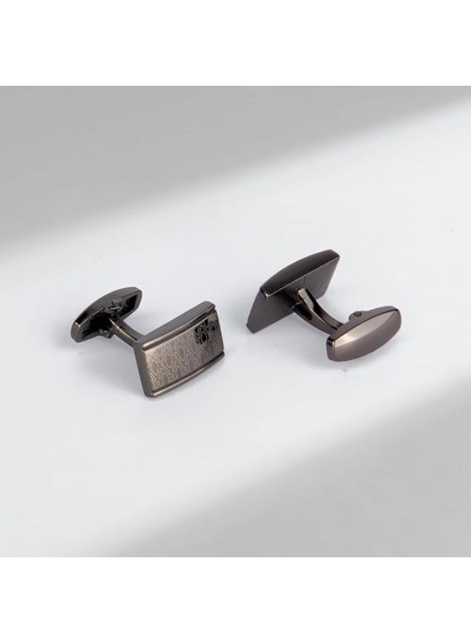 Vintage Cufflinks for Men – Gun Black Plated with Colorful Stones, Polished Brass Wedding Business Fashion Accessories, Elegant Gift Box - Image 2