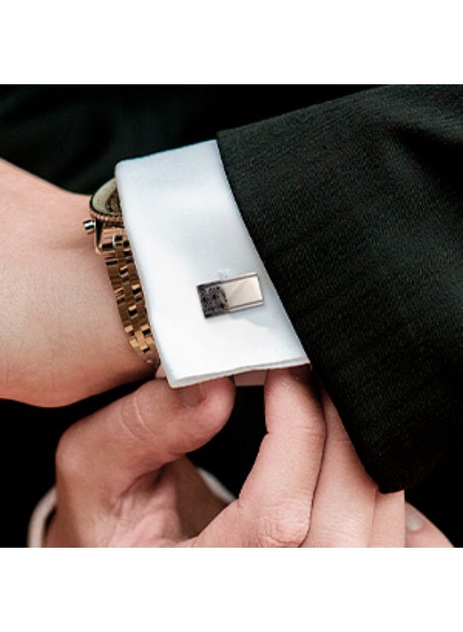 Vintage Cufflinks for Men – Gun Black Plated with Colorful Stones, Polished Brass Wedding Business Fashion Accessories, Elegant Gift Box - Image 5