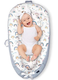 Little Story Soft Breathable Fiberfill Newborn Lounger Bed - Sunshine Grey  - Image 3