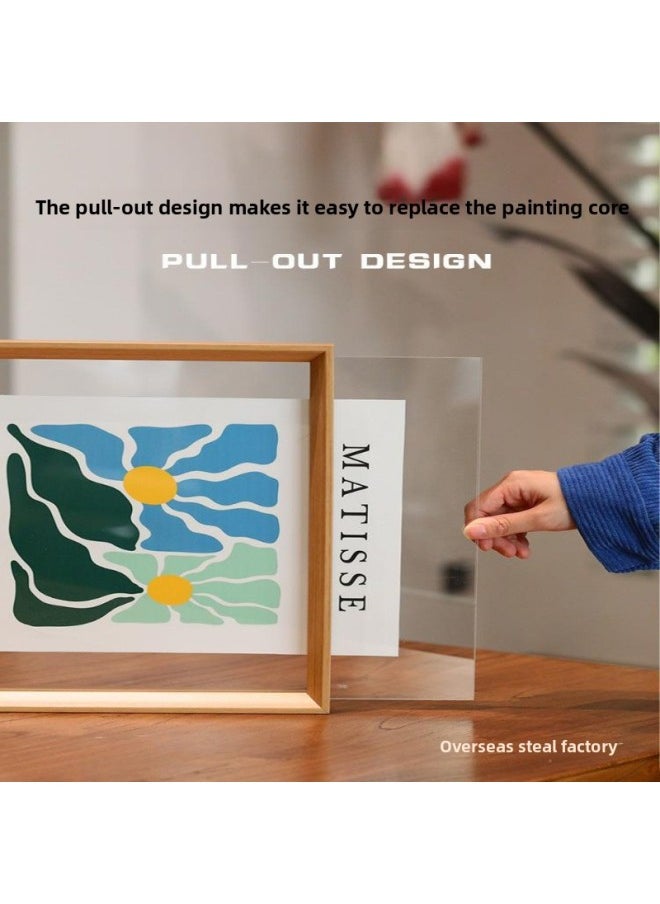 Generic - Double-sided Transparent Picture Frame Mounting Frame A4 Acrylic Photo Frame Table Display 7.6inch Calligraphy Calligraphy And Painting Poster Frame Wall Hanging-Color:SquAre 6inch [inner DiAmeter 15.2*15.2] MDF MAteriAl-A028 Wood Color - Image 1