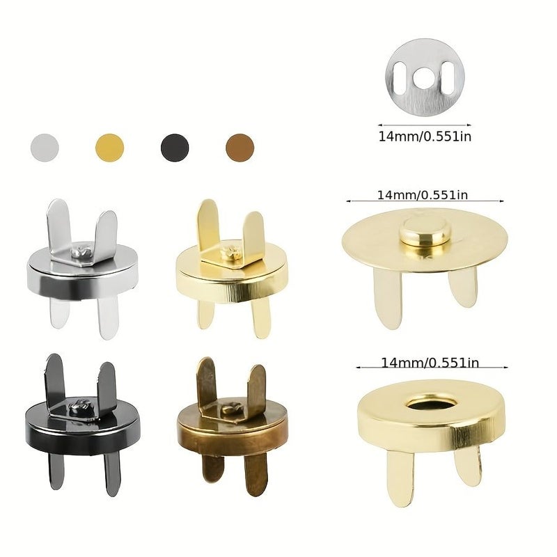 4 Pairs Golden Magnetic Snap Fasteners for Handicrafts Wallets Bags Clothing - Image 3