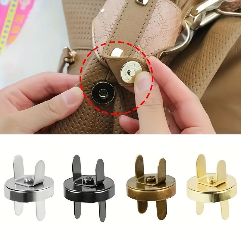 4 Pairs Golden Magnetic Snap Fasteners for Handicrafts Wallets Bags Clothing - Image 1