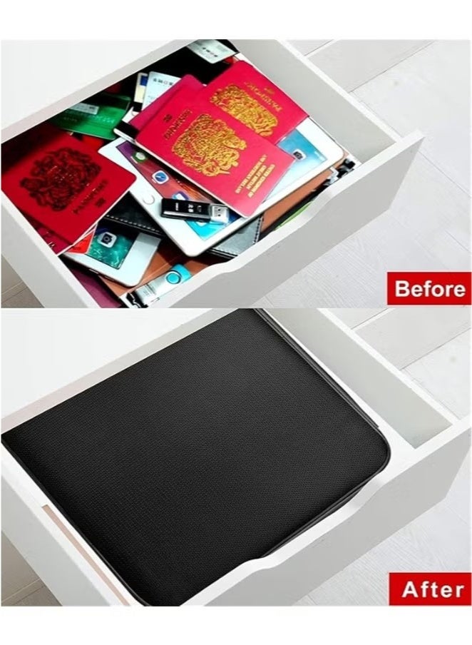 JOYBOS حقيبة منظم لتخزين الملفات مع قفل، صندوق تخزين ملفات متعدد الطبقات بسعة كبيرة، حقيبة ملفات شهادات محمولة لتنظيم الملفات للسفر والعمل والمنزل (أسود) - Image 4