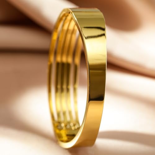 Rubans Womens 18K Gold-Plated Stainless Steel Tarnish-Free Waterproof Zirconia Openable Bracelet with Minimalist Design - Image 2