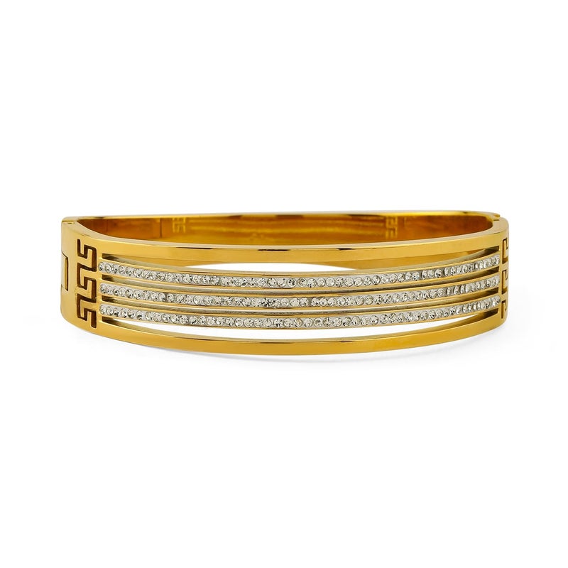 Rubans Womens 18K Gold-Plated Stainless Steel Tarnish-Free Waterproof Zirconia Openable Bracelet with Minimalist Design - Image 5