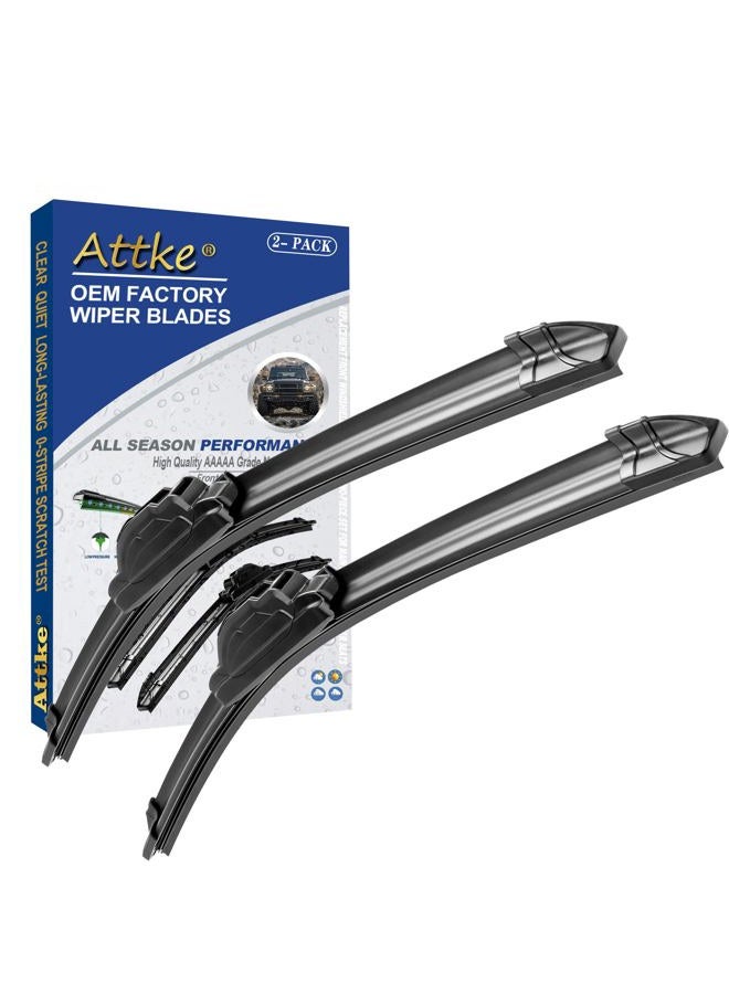 ATTKE OEM Quality Front Windscreen Wiper Blades for Chevrolet Impala 2013-2020/Dodge Journey 2010-2019/Ford Fusion 2006-2012 (24″+19″ Front Windshield Wiper Blade Set) - Image 1