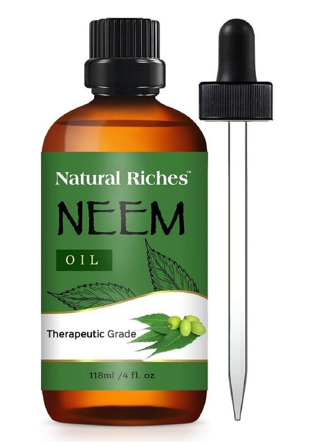 Natural Riches Neem Oil For Skin Care Cold Pressed 100% Pure Great For Hair Care Skin Nails Acne Antiaging Moisturizer You Can Also Use It On Plants 4 Fl Oz  - Image 1