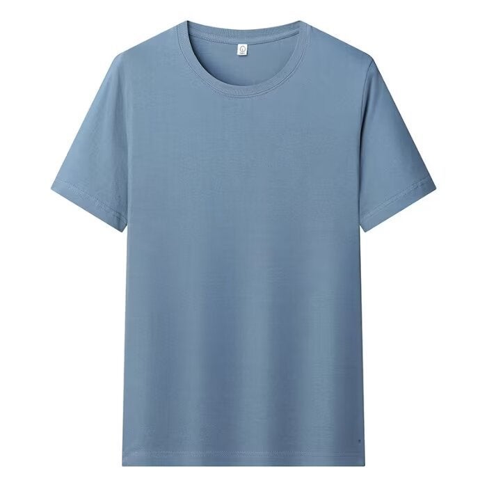 تي شيرت صيفي قصير الأكمام من القطن الخالص متوفر بألوان متعددة للرجال والنساء بحجم زائد وفتحة رقبة دائرية - Image 4