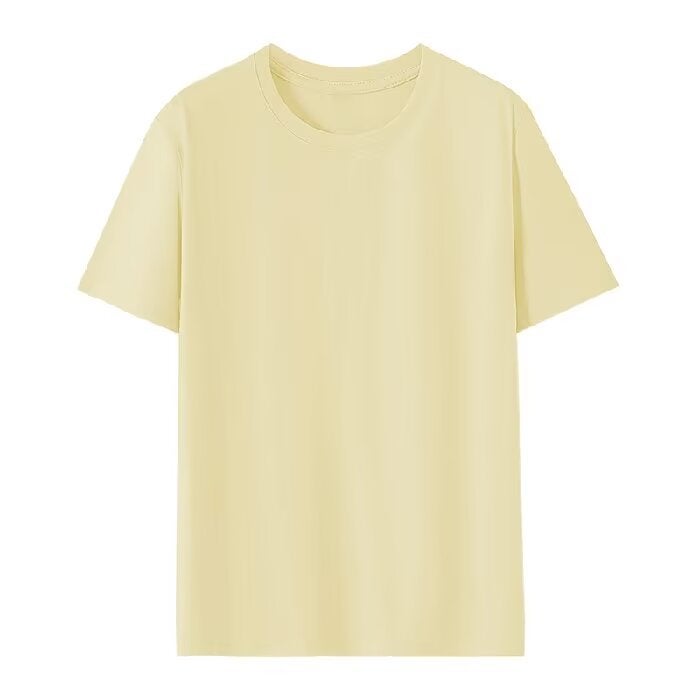 تي شيرت صيفي قصير الأكمام من القطن الخالص متوفر بألوان متعددة للرجال والنساء بحجم زائد وفتحة رقبة دائرية - Image 3