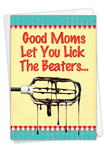 NobleWorks - Funny Mother's Day Greeting Card with 5 x 7 Inch Envelope (1 Card) Lick Beaters 9866 - Image 1