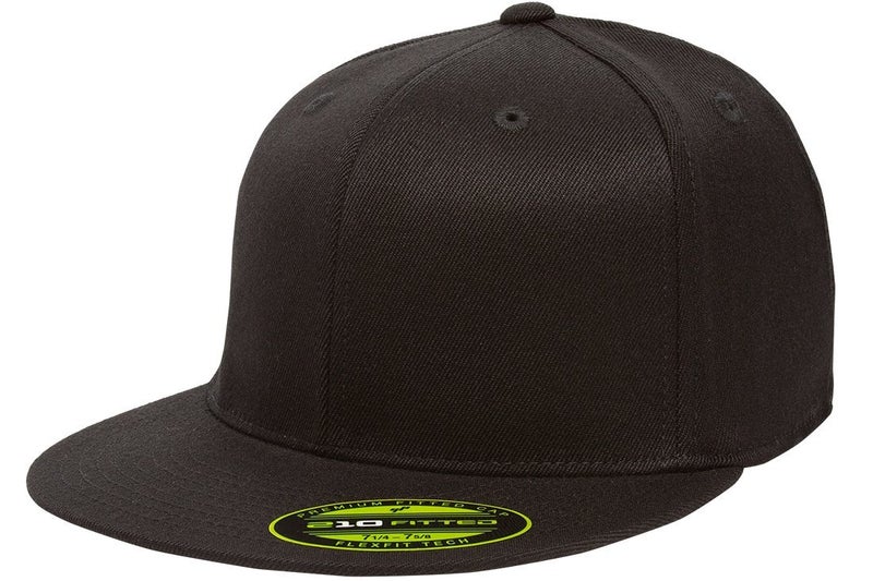 Flexfit Men's 210 Flatbill Premium Fitted Baseball Cap Black - Image 1