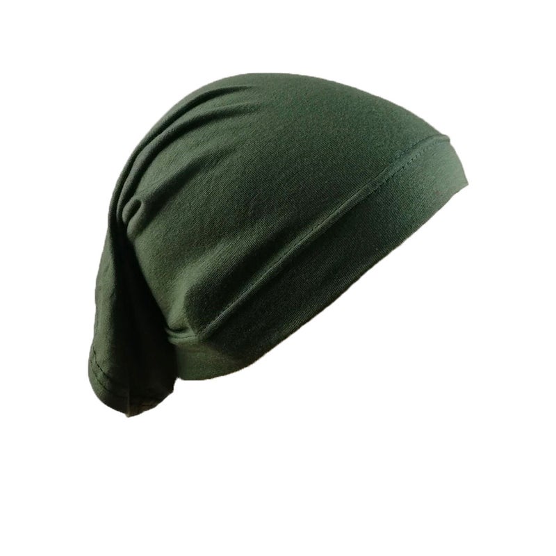 Modal Solid Color Malaysia Beanie Womens Cotton Neck Scarf Cap 18# Army Green 