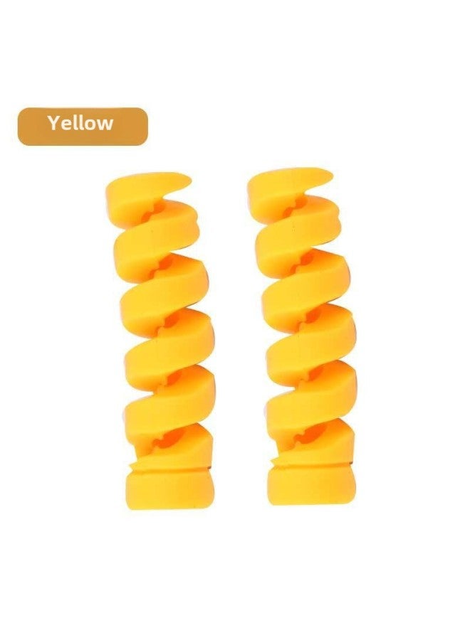 Direct Spiral Silicone Data Cable Protective Cover Power Cord Anti-break Suitable For Wide Range Easy To Carry-Color:Yellow - Image 1