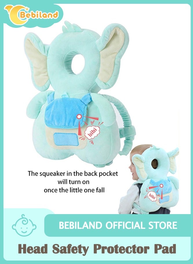 Bebiland Head Safety Protector Pad for Baby Toddler Walker, Infant Walking Head Protection Backpack Cushion (Light Blue Elephant)  - Image 1
