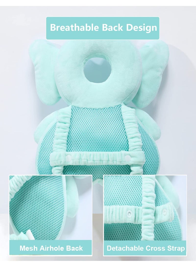 Bebiland Head Safety Protector Pad for Baby Toddler Walker, Infant Walking Head Protection Backpack Cushion (Light Blue Elephant)  - Image 4
