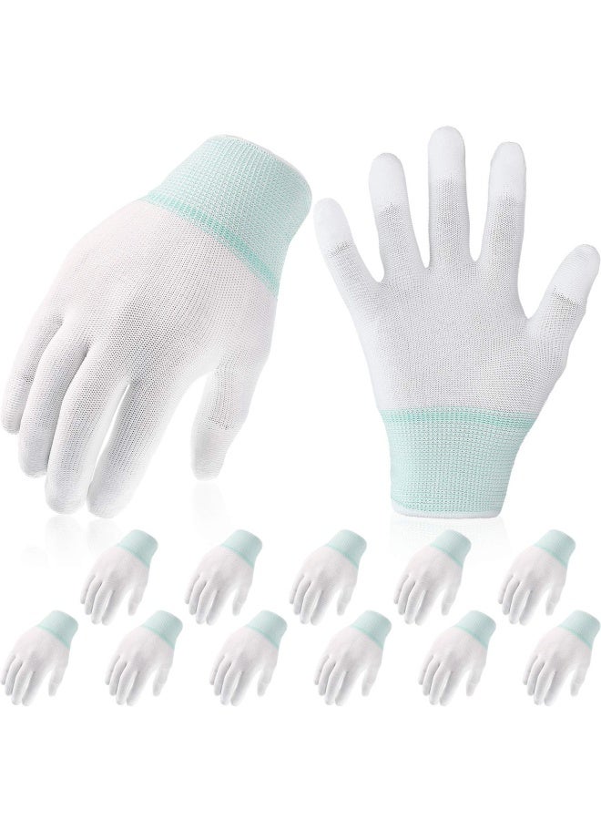 Satinior 12 Pairs Quilting Grip Gloves Machine Quilting Gloves for Free-Motion Quilting White Nylon Quilting Gloves for Sewing Quilters  Green  Medium Size - Image 1