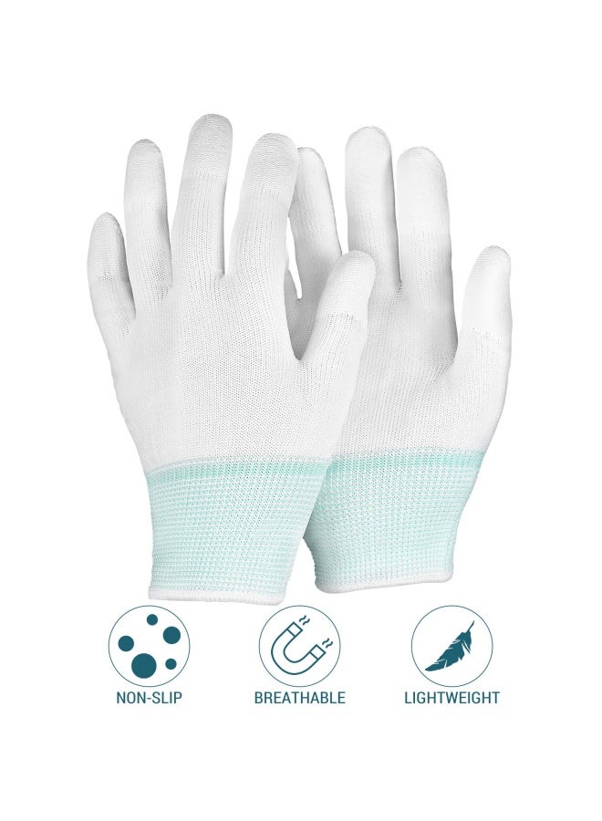 Satinior 12 Pairs Quilting Grip Gloves Machine Quilting Gloves for Free-Motion Quilting White Nylon Quilting Gloves for Sewing Quilters  Green  Medium Size - Image 3