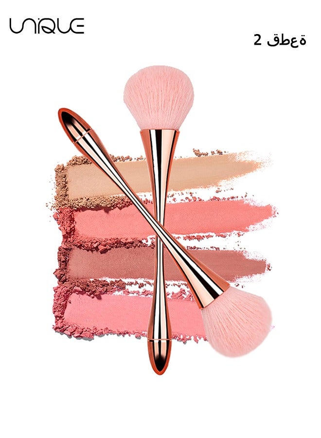 Unique 2 Pcs Large Mineral Powder Brush, Soft and Fluffy Foundation Brushes, Face Contour Brushes, Professional Brushes & Daily Makeup Blush Brushes, Rose Gold - Image 1