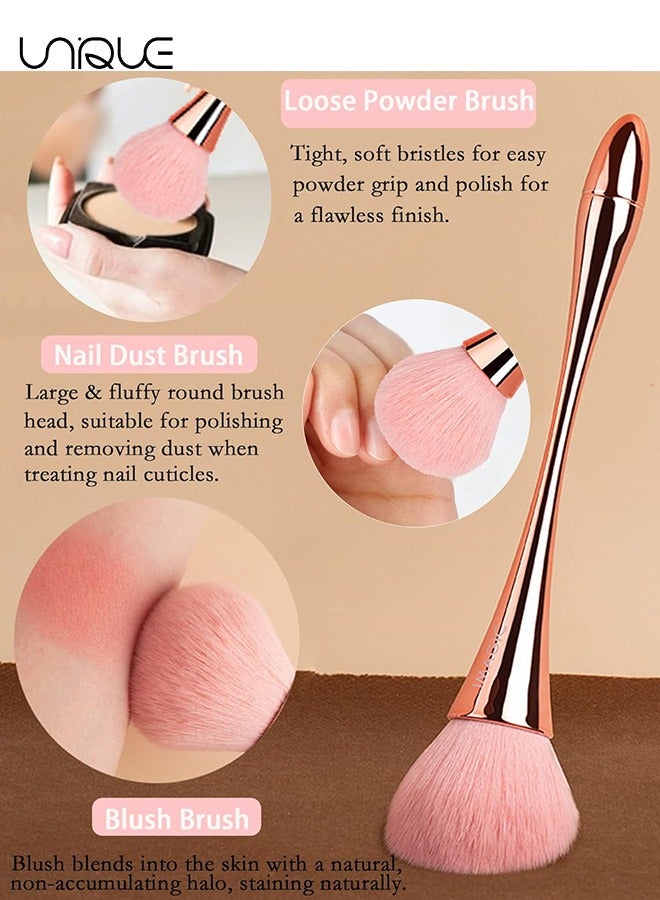 Unique 2 Pcs Large Mineral Powder Brush, Soft and Fluffy Foundation Brushes, Face Contour Brushes, Professional Brushes & Daily Makeup Blush Brushes, Rose Gold - Image 3