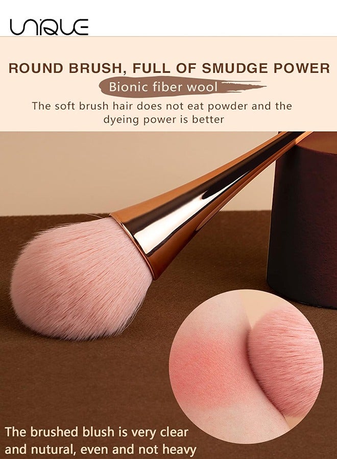 Unique 2 Pcs Large Mineral Powder Brush, Soft and Fluffy Foundation Brushes, Face Contour Brushes, Professional Brushes & Daily Makeup Blush Brushes, Rose Gold - Image 4