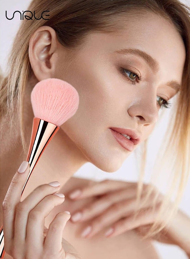 Unique 2 Pcs Large Mineral Powder Brush, Soft and Fluffy Foundation Brushes, Face Contour Brushes, Professional Brushes & Daily Makeup Blush Brushes, Rose Gold - Image 5