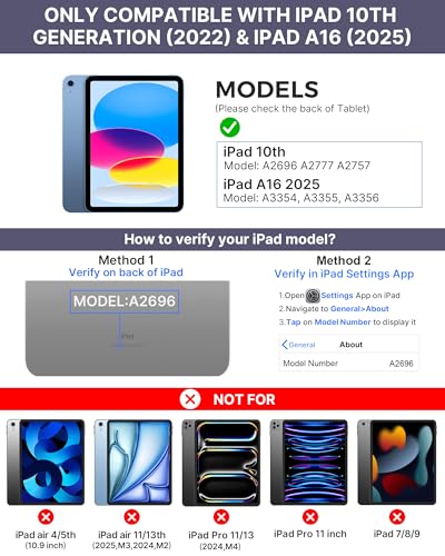 typecase Touch iPad 10th Generation Case with Keyboard (10.9", 2022) and iPad A16 (11th Gen, 2025) – 360° Rotatable, 11-Color Backlit, Multi-Touch Trackpad, Thin & Light (Midnight Amethyst) - Image 2