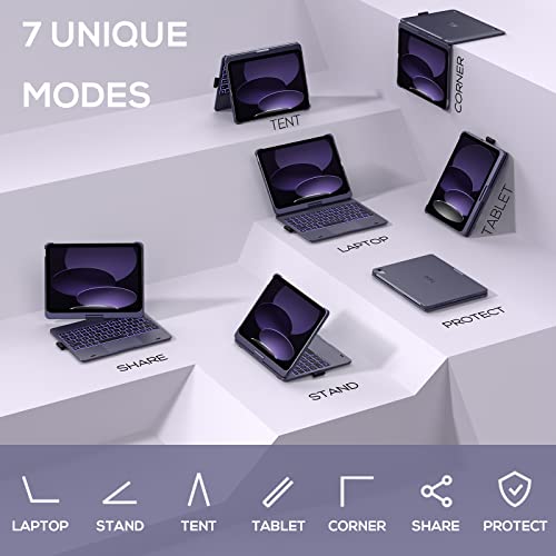 typecase Touch iPad 10th Generation Case with Keyboard (10.9", 2022) and iPad A16 (11th Gen, 2025) – 360° Rotatable, 11-Color Backlit, Multi-Touch Trackpad, Thin & Light (Midnight Amethyst) - Image 5