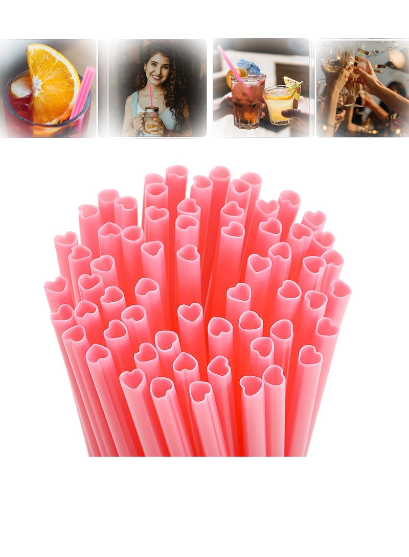 Heart Shaped Pink Straws Disposable Drinking C ute Straw Individually Wrapped Pink Plastic Straw Valen tines day c o c ktail Birthday Party for kids Bridal Shower Wedding Supplies 100 Pieces