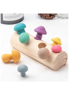 General Fun mushroom picking game color cognition puzzle building blocks simulated macarons puzzles early education wooden toys  - Image 1