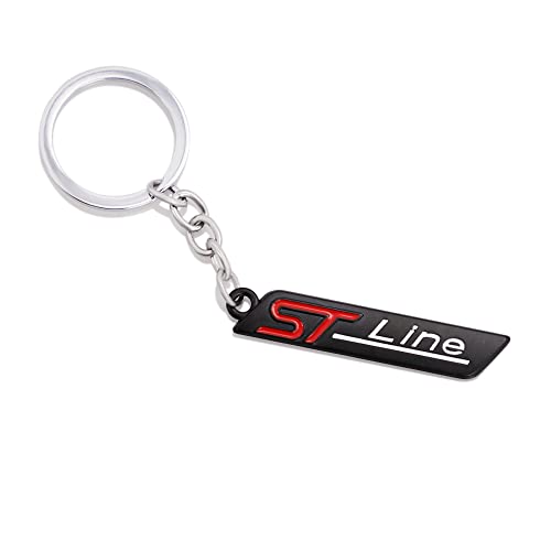CARRUN ST Line Emblem Key Chain 3D Metal Badge for Universal Ford Kuga 2018 Focus Mk3 Fiesta 2019 Ecosport 2009-2015 Mondeo(Key Chian - Black), (CR-STL2) - Image 2