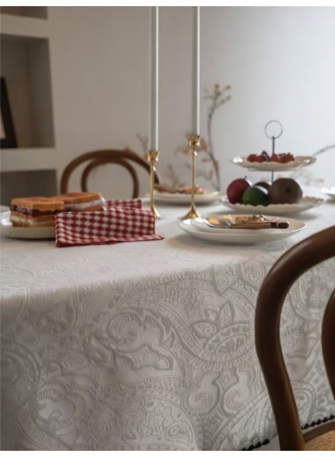 Pure Cotton Tablecloth, Dust-Proof Tablecloth (180×140cm) - High-Quality Durable Jacquard Tablecloth/Table Cover for Home Use - Image 1