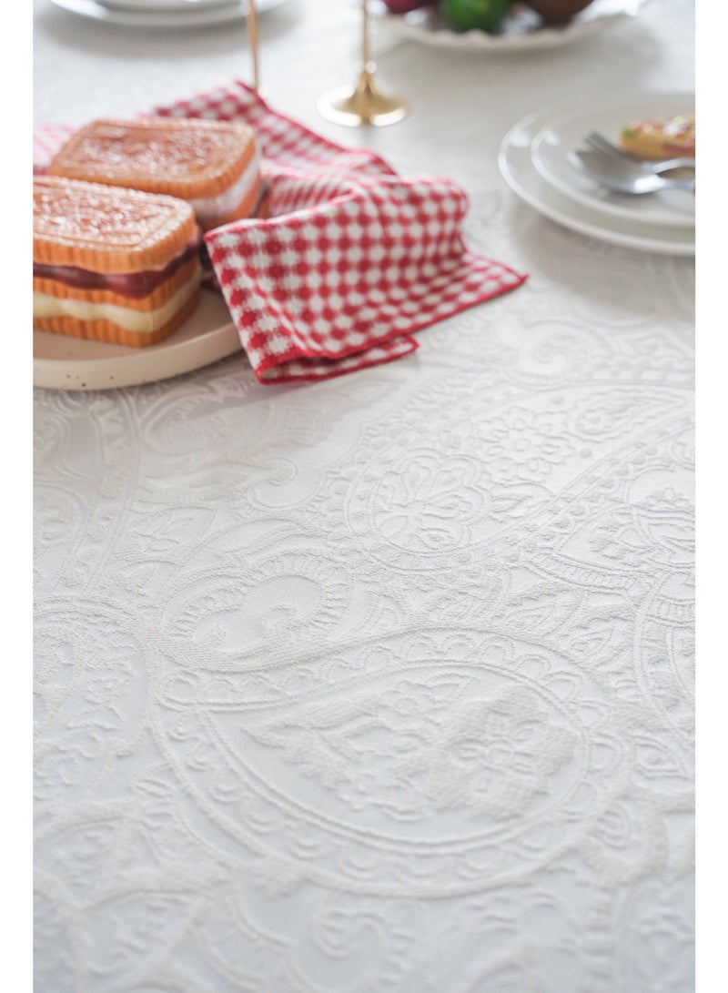 Pure Cotton Tablecloth, Dust-Proof Tablecloth (180×140cm) - High-Quality Durable Jacquard Tablecloth/Table Cover for Home Use - Image 3