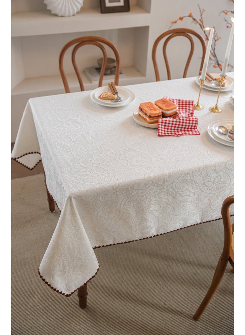 Pure Cotton Tablecloth, Dust-Proof Tablecloth (180×140cm) - High-Quality Durable Jacquard Tablecloth/Table Cover for Home Use - Image 2