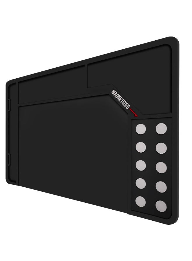 SYOSI Cleaning Mat with Magnetic Dots, Universal Cleaning Mat, Cleaning Stand for Cleaning, Non-Slip Oil Resistant Waterproof Ruggedized Stitched Edge Cleaning Mats, Rubber Mat Repair Workbench Mat  - Image 1