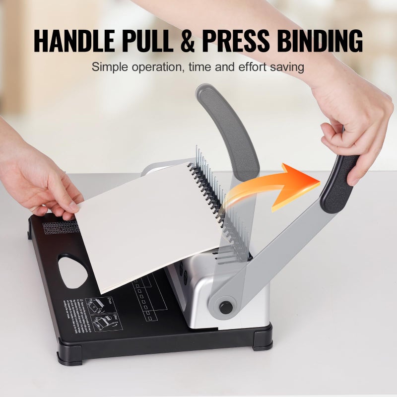 VEVOR Binding Machine, Comb Binding Machine 21-Holes Binding 450 Sheets, Book Binder Machine with 100 PCS 3/8'' Comb Binding Spines, for Letter Size, A4, A5 - Image 4