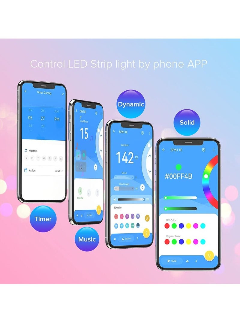 SYOSI - Bluetooth SP611E Sync Music Controller Timer Mode with Dual Signal Output 600pixels/port for LED Module Pixel Strip Light APP/3Key Button/IR Remote Control - Image 1