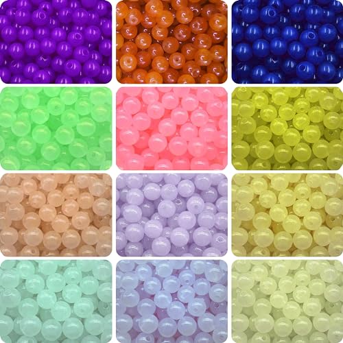 INDIKONB Jelly Glass Pearl Beads - Multicolour Round Beads for Crafting and Jewelry Making (8mm) - Image 1