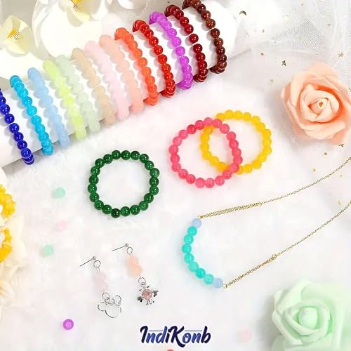 INDIKONB Jelly Glass Pearl Beads - Multicolour Round Beads for Crafting and Jewelry Making (8mm) - Image 5