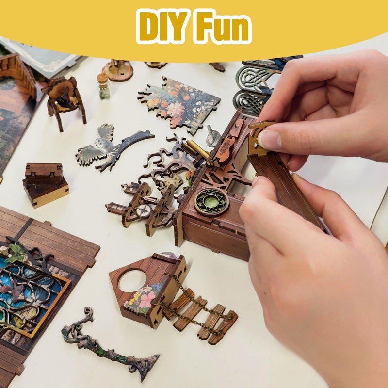 SUDOPOR DIY Book Nook Kit,DIY Dollhouse Booknook Bookshelf Insert Decor,3D Wooden Puzzles with LED Dust Cover,Book Nook Miniature Kit,Birthday Halloween Home Decor for Teens Adult-Insects Story - Image 5