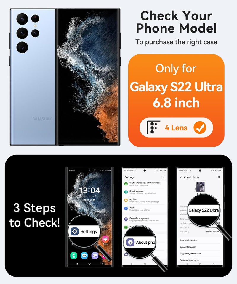 CANSHN Designed for Samsung Galaxy S22 Ultra Case Clear [Full Camera Protection] [Compatible with MagSafe] Non-Yellowing Shockproof Protective Phone Cover 6.8 Inch - Clear - Image 2