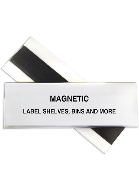 C-Line HOL-DEX Magnetic Shelf/Bin Label Holders, Side Load, 2 x 6, Clear, 10/Box