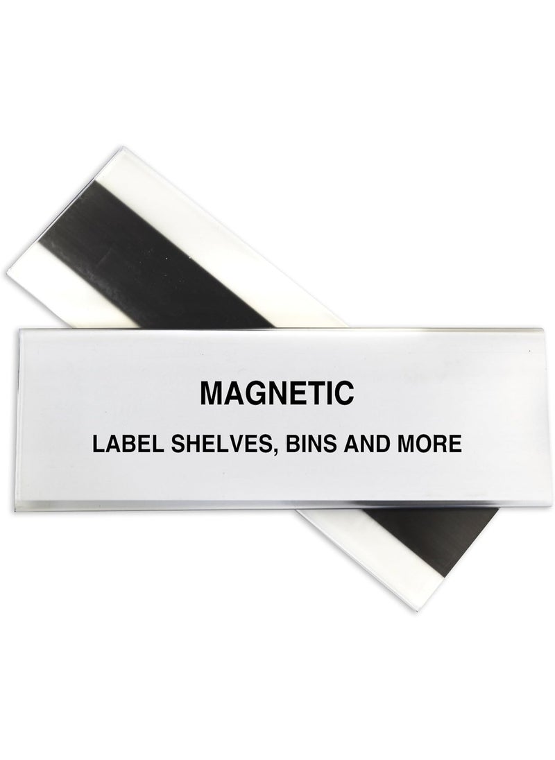 C-Line C-Line HOL-DEX Magnetic Shelf/Bin Label Holders, Side Load, 2 x 6, Clear, 10/Box  - Image 1