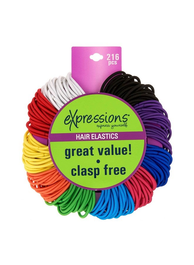 إكسبريشنز ربطات شعر إكسبريشنز، 216 قطعة، عبوة اقتصادية بألوان زاهية 4 مم، بدون حاملات معدنية لذيل الحصان، للشعر الكثيف والمجعد وجميع أنواع الشعر - Image 3