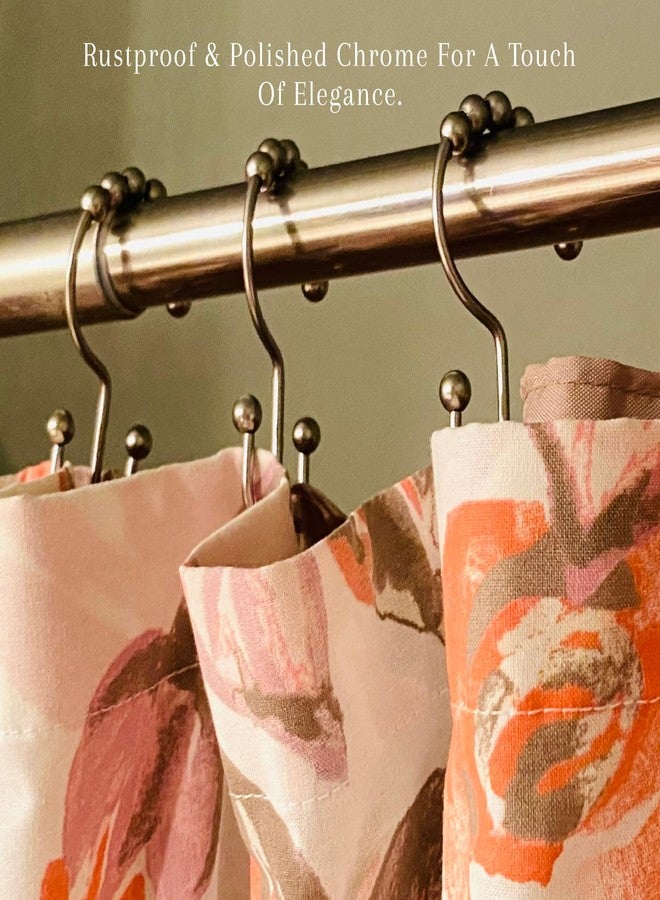 2 Lb. Depot 2lbDepot Double Sided Shower Curtain Hooks, Decorative Brushed Nickel Shower Curtain Hooks Rust Proof, Premium Stainless Steel Metal Hooks, Easy Glide Rollers, Set of 12 Curtain Rod Rings - Image 4