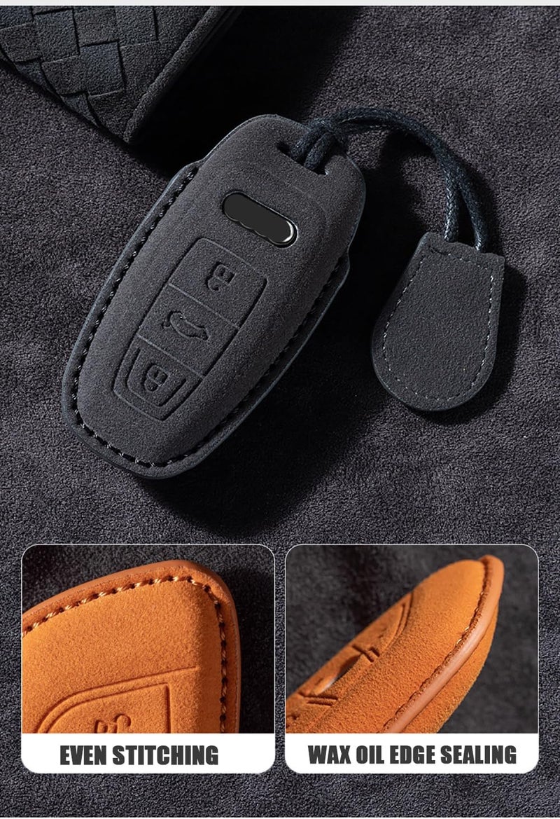 ontto Suede Car Key Fob Cover for Audi Models - Keyless Entry Keyring Shell - Image 4