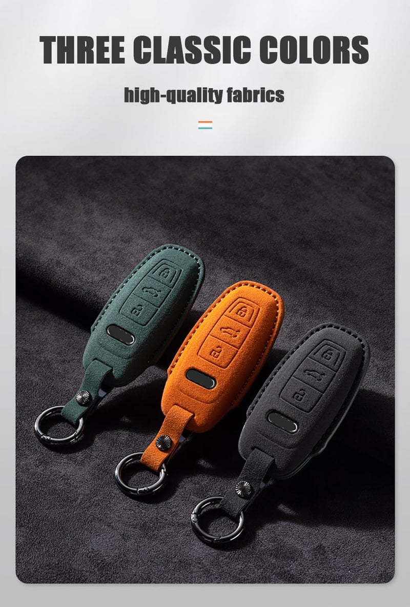 ontto Suede Car Key Fob Cover for Audi Models - Keyless Entry Keyring Shell - Image 3