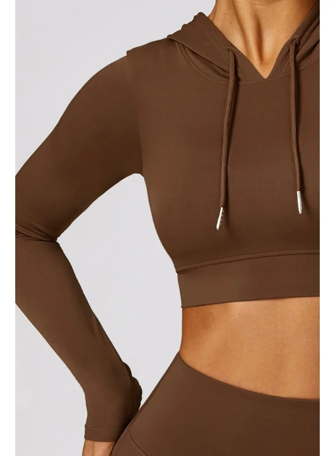 Kawn.yoga Brown Fitted Crop Top Sweatshirt for Women | Best Price UAE