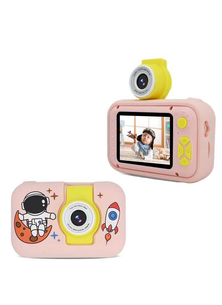 Daxiongmao Mini camera, children's digital camera, can take photos and record videos, high-definition high-pixel lens can be flipped (pink)  - Image 1