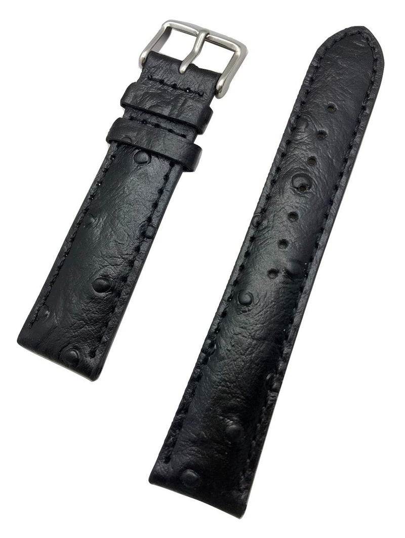 NewLife 20mm Black Genuine Leather Watchband | Beautiful Ostrich Grain, Medium Padded Replacement Wrist Watchstrap That Brings to Any Watch (Mens Standard Length) - Image 4